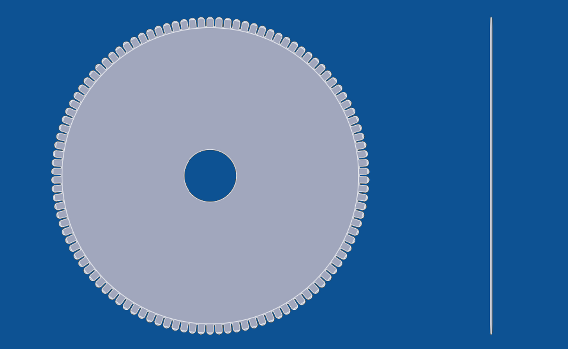 Konveks tandperforeringsklinge med en diameter på 12", varenummer 90102